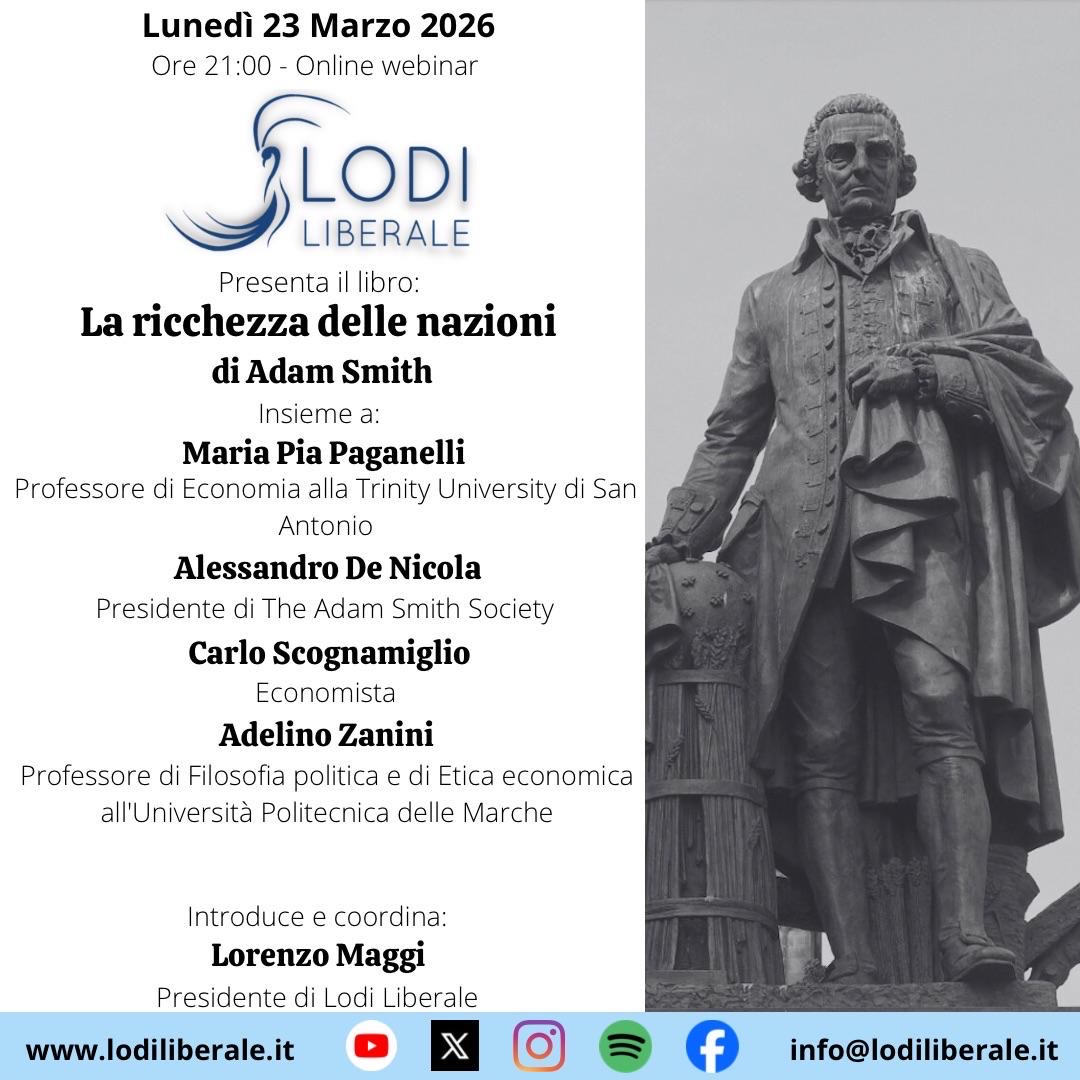 PRESENTAZIONE LIBRO “LA RICCHEZZA DELLE NAZIONI” DI ADAM SMITH
