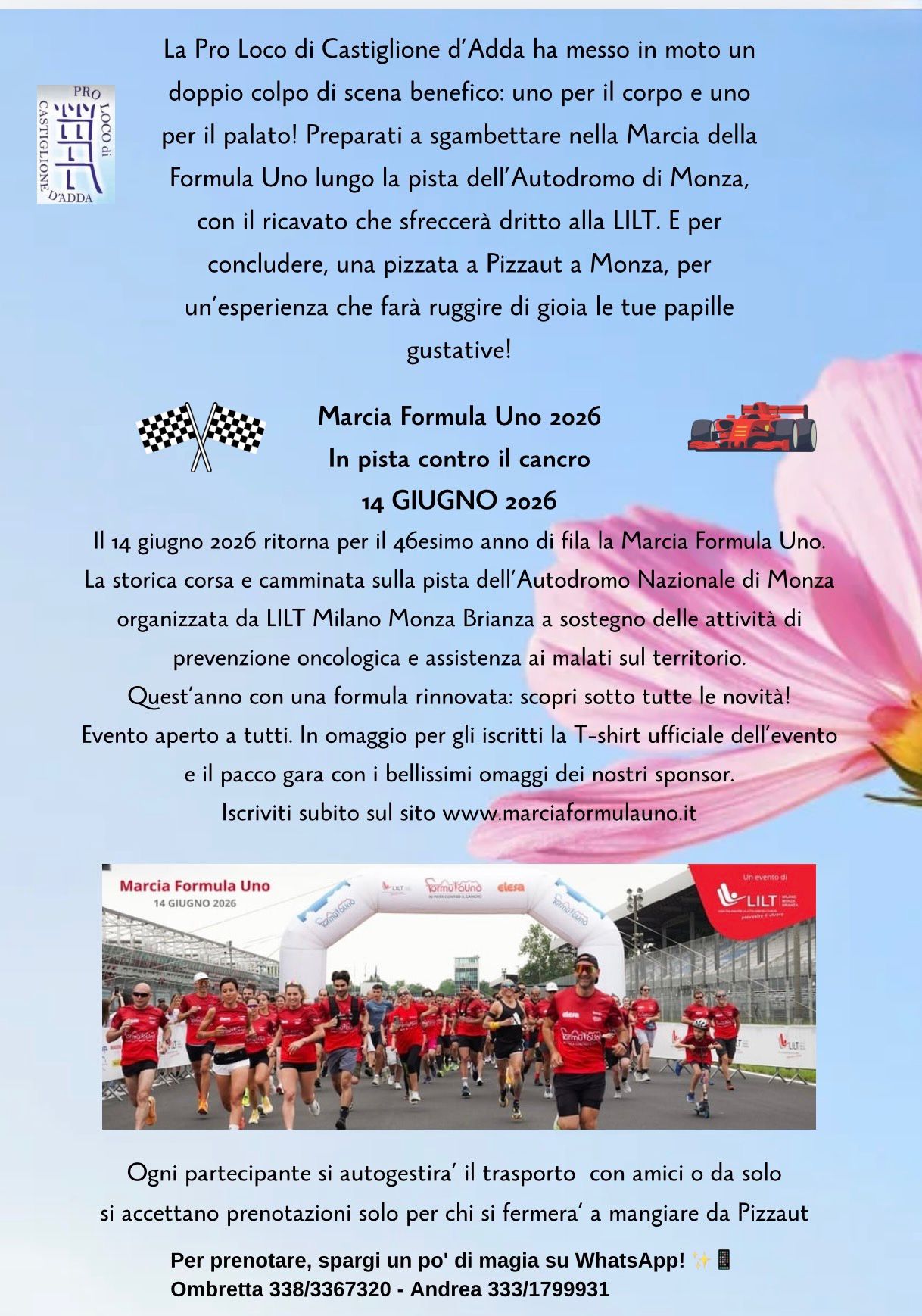 Marcia Formula 1 2026 - in pista contro il Cancro